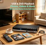 HDMI DVD Player for Smart TV 1080P Region Free, with Remote & Audio Cable Home