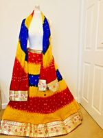 Navratri indian bandhej Bandhani multi colour lehenga  Garba Chaniya Choli