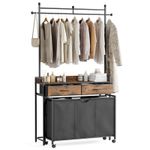 Laundry Hamper Baskets 3 Section w/ 2 Drawers 150L Laundry Sorter Space-Saving