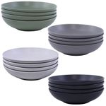 Coloured Stone Ceramic Pasta Bowls Dinnerware Crockery Dining Microwave Safe Set