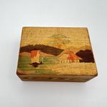 Japanese Style Folk Art Marquetry Secret Drawer Box Mount Fuji Handmade