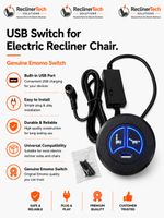 Genuine Emomo Illuminated Recliner Switch Right Hand 5 Pin DIN USB 29V 2A