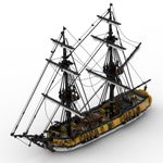 ZITIANYOUBUILD 14-gun Sloop Rigged Ship with 2 Masts and Interior 3233 Bricks