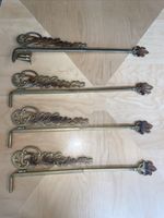 Vintage Victorian Art Deco Floral Set Of 4 Swing Arm Curtain Rods & 1 bracket