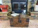 Old Antique Pine Chest, Vintage Wooden Storage Trunk, Blanket Box, Coffee Table.