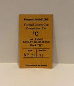 1980/81 Liverpool v Manchester United Match Ticket Stub Used V RARE Vintage