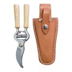 Professional Garden Secateurs Carbon Steel + Genuine Leather Holster
