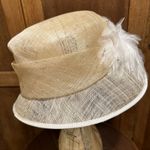 Hatbox Ladies Straw Hat Feathers & Beads Wedding Races Party Occasion Summer