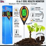 Soil PH Tester Kit 4-in-1 Water Moisture Light Meter For Garden Plant Flower