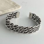 Solid 925 Sterling Silver Mens Heavy Woven Torque Bangle Cuff Bracelet UK NEW