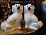 A LARGE Pair of 19th Century Dog Figurines   Staffordshire Spaniels