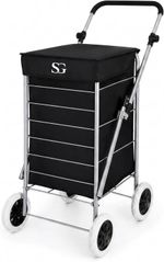 SG 80L Foldable Shopping Trolley | 4 Wheel Grocery Cart With Removable Bag