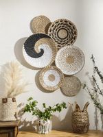 Boho Wicker Wall Basket 1-6 Piece Set Decor Hand Woven Art 20-35cm/7.8-13.8"
