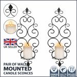 Set of 2 Iron Wall Mounted Candle Sconces Hanging Pillar Candle Holders Foldable