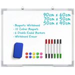Magnetic Whiteboard Wall Hanging 10 Colour Magnets Marker Pens Memo Notice Board