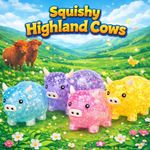 Squishy Highland Cow Maltose Toy Glitter Stress Relief Fidget Random Colour New
