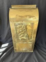 Antique Brass Letterbox Nautical Ship Design Victorian Edwardian Wall Mail Box
