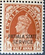 INDIA/ PATIALA OFFICIAL 1938 SG O63 KGVI ½a. RED-BROWN  -  MNH