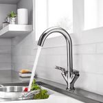 Modern Kitchen Sink Mixer Taps Swivel Spout Single Lever Tap Mono Chrome Faucet