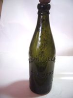 GENUINE  VICTORIAN BOTTLE-DARK GREEN-"SCHOLFIELDS "-ASHTON UNDER LYNE FREE PP-15