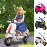 Vespa Licensed 12V Ride on Motorcycle w/ Head Light, Training Wheels