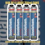 4 X SOUDAL  LARGE 750ml GUN GRADE EXPANDING FOAM