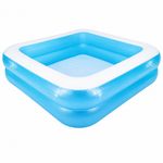 Mosaic Square 2 Ring Inflatable Swimming Play Pool Family Blue