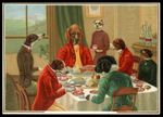 Bloodhound Foxhound Greyhound Poodle Dogs c. 1890s European Trade Card Large