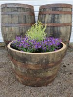 LARGE OAK HALF WHISKY BARREL TREE SHRUB BUSH FLOWER GARDEN PLANTER POT TUB 