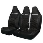 FOR VAUXHALL VIVARO - PREMIUM & DURABLE QUILTED GREY PIPING VAN SEAT COVERS 2+1