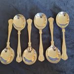Vintage 6x EPNS A1 Sheffield Kings Pattern Soup Spoons  7"