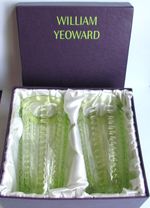 WILLIAM YEOWARD CRYSTAL BOXED PAIR OF GREEN LULU 6" HIGHBALL TUMBLERS (12492)