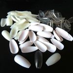 Ballerina Coffin Full Cover False Nails 500 ( 10 SIZES ) Natural White Clear UK