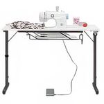 Rollaway Folding Craft & Sewing Table Black/White with wheels