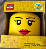 Lego Large Storage Head Box Tub - Girl Red Lips Face Yellow 27cm Stackable