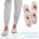 Ladies Ballerina Slip On Ballet Slippers Crushed Velvet Velour Indoor Slippers 