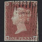 F37_09 GB QV 1841 1d RED-BROWN PLATE 170 SG8-B1(1) NC VFU IN SCOTLAND 4M IMPERF