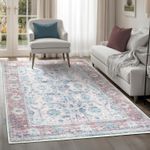 artyrugs Machine Washable Rug Duck Egg Blue & Pink Non Slip Recycled Cotton Rug