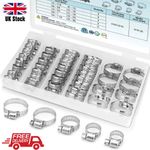 40x Stainless Steel Hose Clamps Set Worm Gear Pipe Clip Kit Assortment 1/4-1-1/8