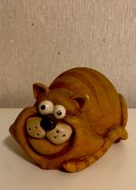 RARE Paolo Chiari 1970's Resin Money Box Moneybox Piggy Bank Stopper Ginger Cat