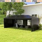 Large 6m x 3m Garden Gazebo Marquee Party Tent Black Canopy Patio Shelter Sides