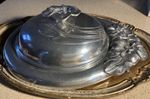 Vintage Hacienda Real Art Nouveau Style Solid Pewter Serving Platter + Lid