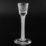 Georgian Cordial Glass with Engraving and Opaque Twist Stem C1760