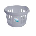 2 x Wham Casa Round Plastic Laundry Basket Silver 50L Capacity