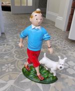 Large Heavy Cast Iron " TINTIN & SNOWY Doorstop Ornament 34cm or 13 1/4" tall
