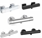 New Thermostatic Exposed Chrome Black Shower Mixer Valve Square & Round Bar Set