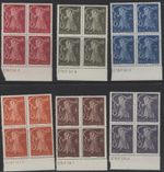 Portugal 1950 San Juan de Dios set of 6, blocks of 4 with margin,  mint MNH