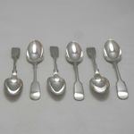 OLD ENGLISH FIDDLE Design Edwardian Silver Service Cutlery Set of Six Teaspoons