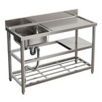 Commercial Stainless Steel Large Outdoor Hand Wash Basin Kitchen Sink Table