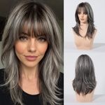 Fashion Synthetic Wig W/Medium-Length Layered Wavy Hair In A Chin-Length Style